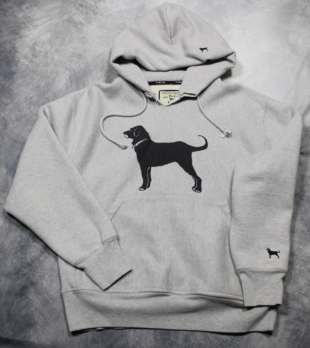 The Black Dog Hoodie Mens XS Gray Fleece Pullover Dog Graphic Sweatshirt Logo